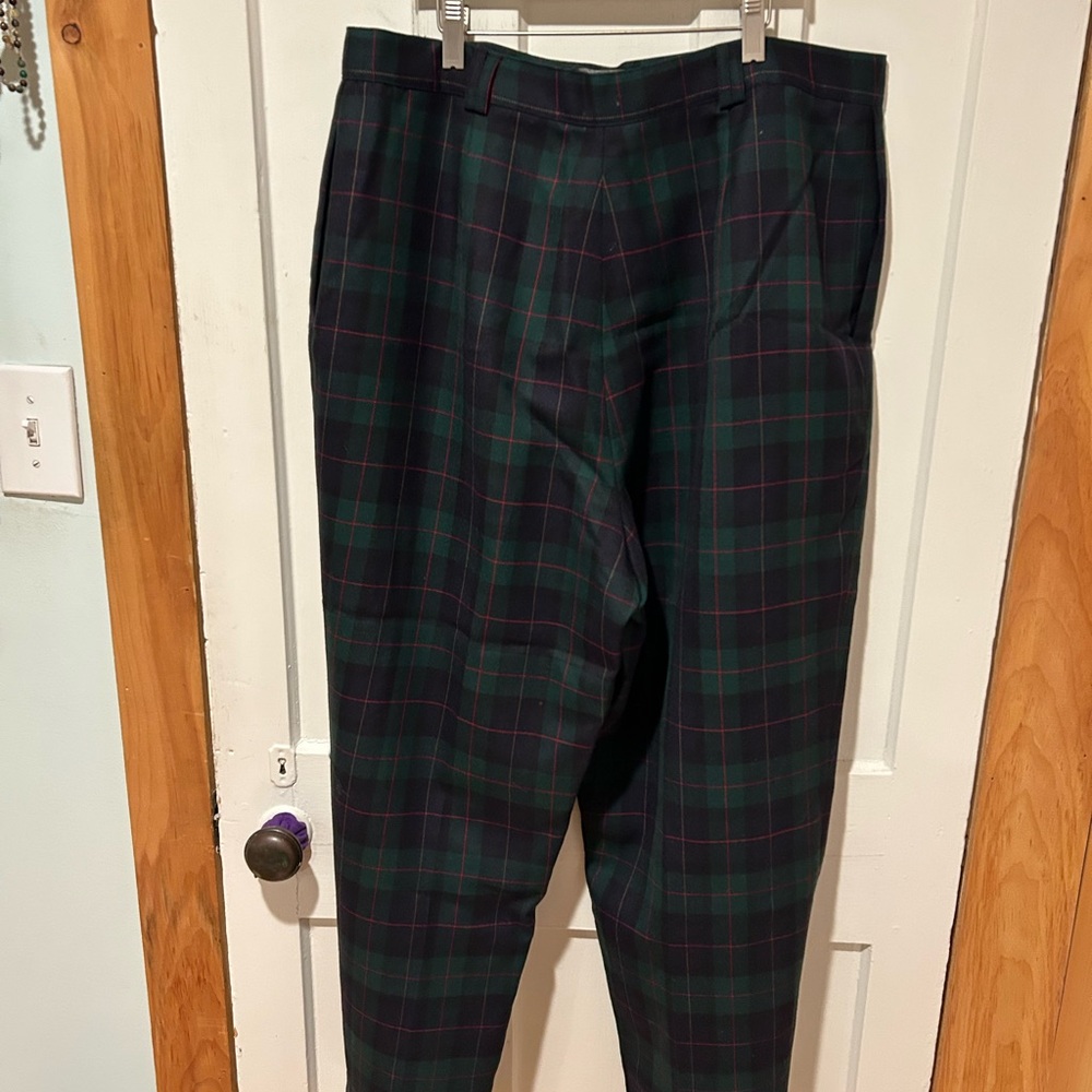 Women’s Green Wool Lined Plaid Pants